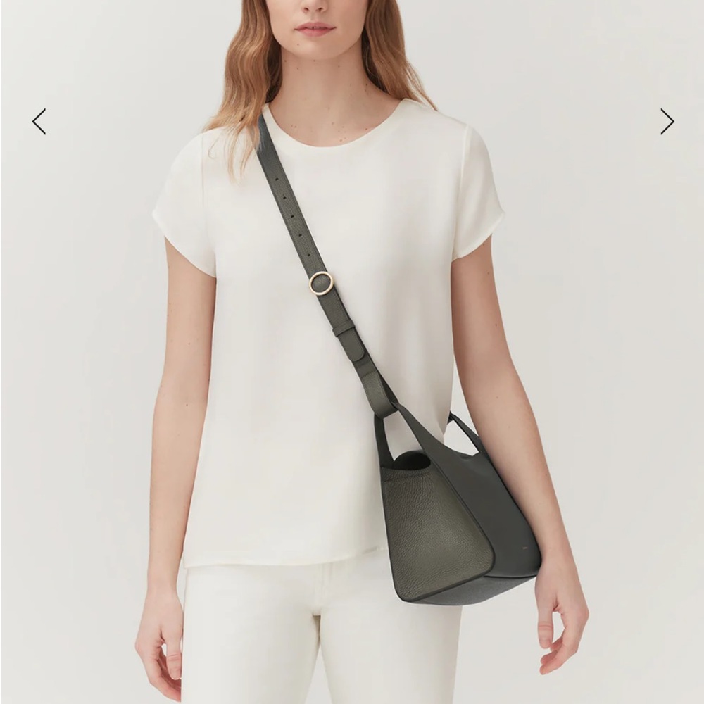 Cuyana Double Loop Bag – Dark Olive, Pebbled NWT